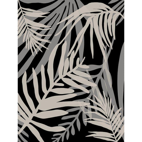 Black Glam Leaves 1 Black Modern Wood Framed Art Print with Double Matting by Urban Epiphany