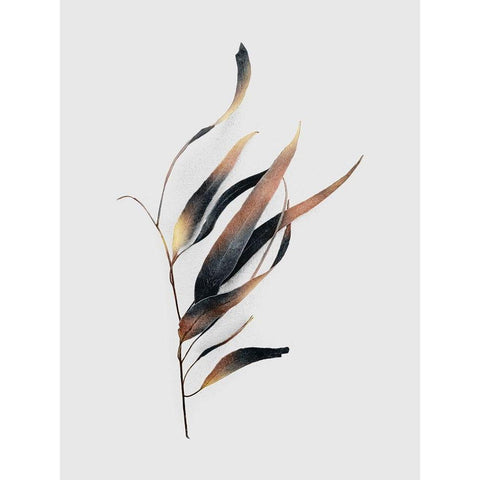 Autumn Leaves Black Modern Wood Framed Art Print with Double Matting by Urban Epiphany