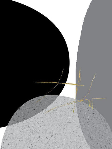 Black Gold Minimalist 1 White Modern Wood Framed Art Print with Double Matting by Urban Epiphany