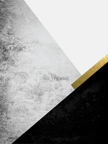 Black Grey Gold Mountains 1 Black Ornate Wood Framed Art Print with Double Matting by Urban Epiphany