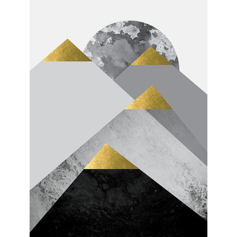 Black Grey Gold Mountains 2 White Modern Wood Framed Art Print by Urban Epiphany