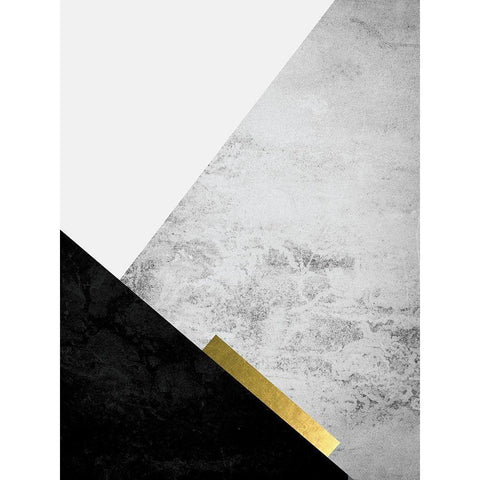 Black Grey Gold Mountains 3 Black Modern Wood Framed Art Print with Double Matting by Urban Epiphany