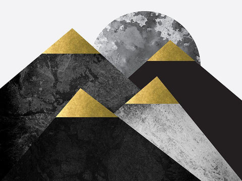 Black and Gold Mountains 2 Black Ornate Wood Framed Art Print with Double Matting by Urban Epiphany