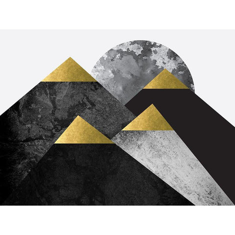 Black and Gold Mountains 2 Black Modern Wood Framed Art Print by Urban Epiphany