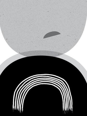 Black Grey Minimalist 2 White Modern Wood Framed Art Print with Double Matting by Urban Epiphany