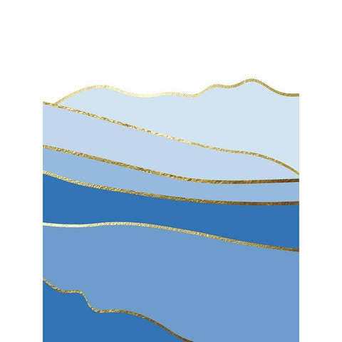 Blue Landscape 3 Gold Ornate Wood Framed Art Print with Double Matting by Lula Bijoux and Company