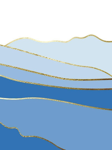 Blue Landscape 3 White Modern Wood Framed Art Print with Double Matting by Lula Bijoux and Company