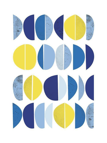 Blue Yellow Modern 2 White Modern Wood Framed Art Print with Double Matting by Lula Bijoux and Company
