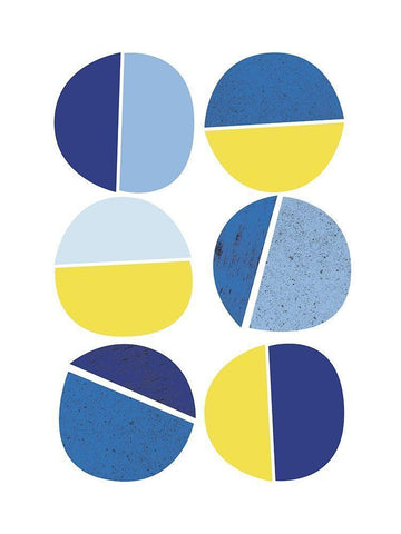 Blue Yellow Modern 4 White Modern Wood Framed Art Print with Double Matting by Lula Bijoux and Company