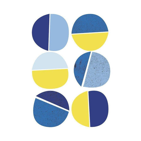 Blue Yellow Modern 4 Black Modern Wood Framed Art Print with Double Matting by Lula Bijoux and Company