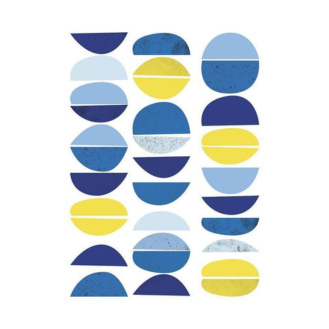 Blue Yellow Modern 5 Black Modern Wood Framed Art Print with Double Matting by Lula Bijoux and Company