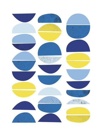 Blue Yellow Modern 5 White Modern Wood Framed Art Print with Double Matting by Lula Bijoux and Company