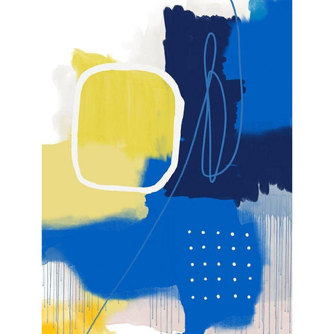 Modern Abstract Yellow Blue 1 White Modern Wood Framed Art Print by Lula Bijoux and Company
