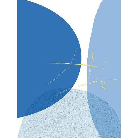 Blue Yellow Minimalist 1 Black Modern Wood Framed Art Print by Lula Bijoux and Company