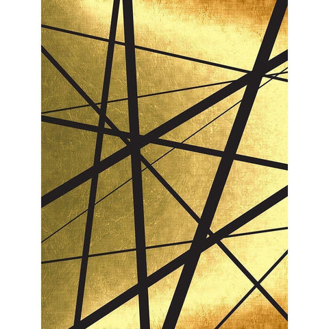 Black And Gold Geometric Lines 1 White Modern Wood Framed Art Print by Urban Epiphany