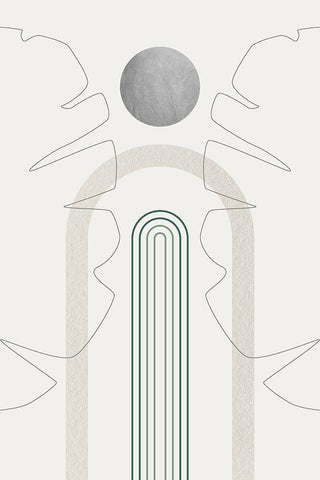 Mid Century Modern Gray Moon 1 White Modern Wood Framed Art Print with Double Matting by Urban Epiphany
