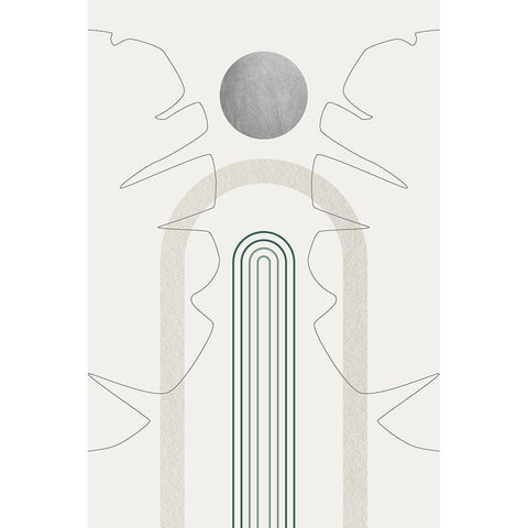 Mid Century Modern Gray Moon 1 Black Modern Wood Framed Art Print by Urban Epiphany