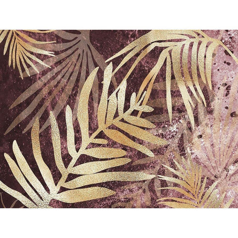 Tropical Leaves Pink Burgundy White Modern Wood Framed Art Print by Urban Epiphany