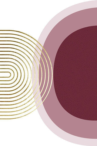 Abstract Minimalist Burgundy Gold 1 Black Ornate Wood Framed Art Print with Double Matting by Urban Epiphany