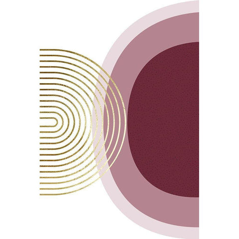 Abstract Minimalist Burgundy Gold 1 Black Modern Wood Framed Art Print by Urban Epiphany