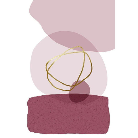 Abstract Minimalist Burgundy Gold 3 White Modern Wood Framed Art Print by Urban Epiphany