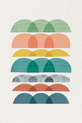 Mid Century Brights 7 White Modern Wood Framed Art Print with Double Matting by Urban Epiphany