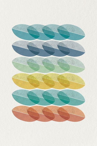 Mid Century Brights 9 White Modern Wood Framed Art Print with Double Matting by Urban Epiphany