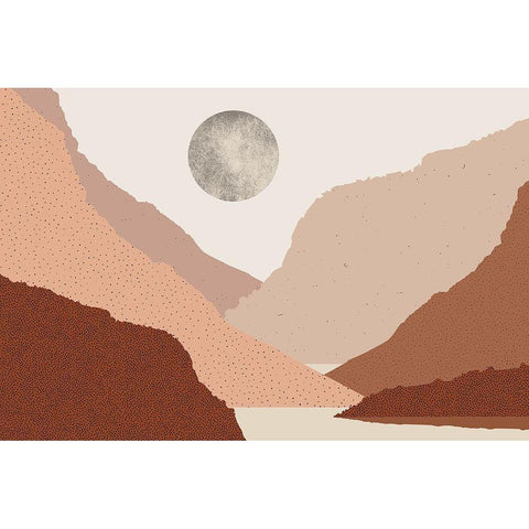 Mid Century Boho Landscape Black Modern Wood Framed Art Print with Double Matting by Urban Epiphany