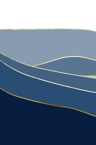 Navy Gold Landscape 1 White Modern Wood Framed Art Print with Double Matting by Urban Epiphany