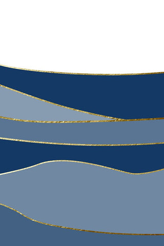 Navy Gold Landscape 3 Black Modern Wood Framed Art Print by Urban Epiphany