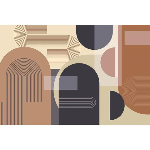 Abstract Arches Charcoal Terracotta 2 White Modern Wood Framed Art Print by Urban Epiphany
