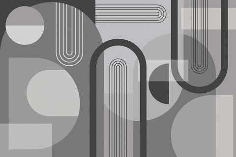 Abstract Arches Gray 1 White Modern Wood Framed Art Print with Double Matting by Urban Epiphany