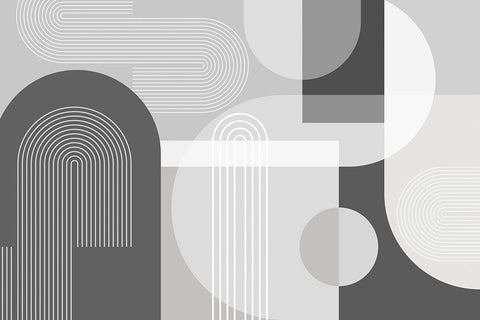 Abstract Arches Gray 2 White Modern Wood Framed Art Print with Double Matting by Urban Epiphany