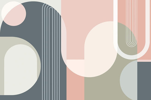 Mid Century Abstract Arches 1 White Modern Wood Framed Art Print with Double Matting by Urban Epiphany