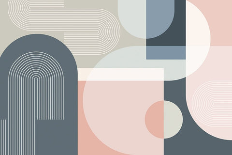 Mid Century Abstract Arches 2 White Modern Wood Framed Art Print with Double Matting by Urban Epiphany