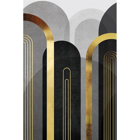 Mid Century Arches Black Gold 1 Black Modern Wood Framed Art Print by Urban Epiphany