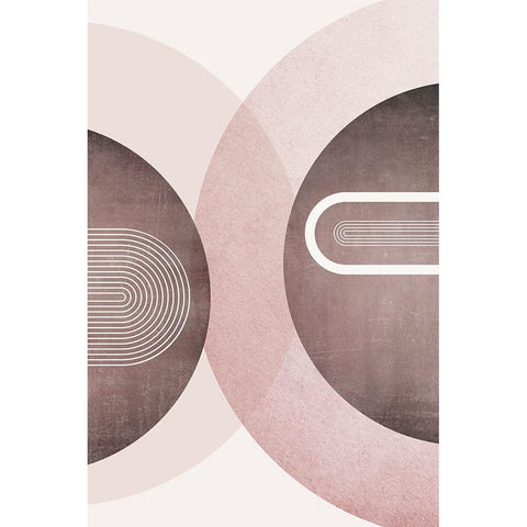 MidCentury Arches Pink Burgundy 2 Black Modern Wood Framed Art Print by Urban Epiphany
