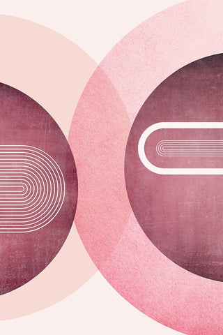 Mid Century Arches Pink Burgundy 2 White Modern Wood Framed Art Print with Double Matting by Urban Epiphany