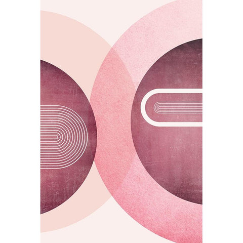 Mid Century Arches Pink Burgundy 2 White Modern Wood Framed Art Print by Urban Epiphany