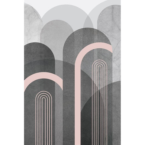 Mid Century Arches Pink Gray 2 White Modern Wood Framed Art Print by Urban Epiphany