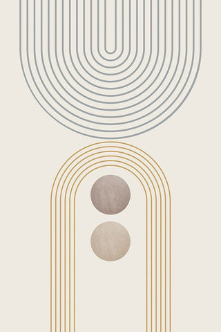 Mid Century Minimalist Boho 1 White Modern Wood Framed Art Print with Double Matting by Urban Epiphany