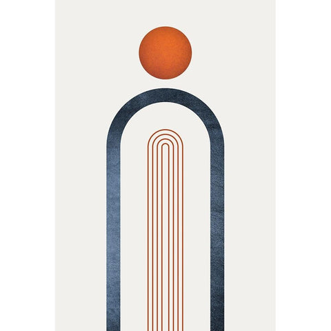 Minimalist Mid Century Orange Navy 1 Black Modern Wood Framed Art Print by Urban Epiphany