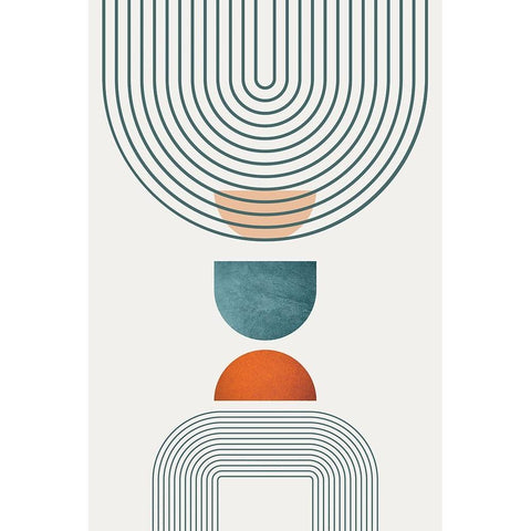 Minimalist Mid Century Orange Teal 1 White Modern Wood Framed Art Print by Urban Epiphany