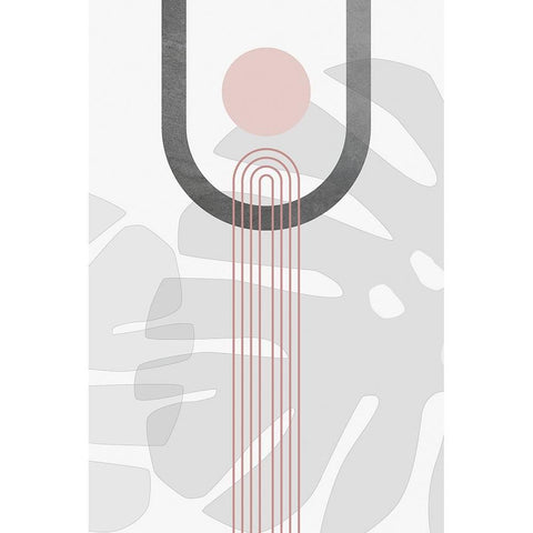 Modern Mid Century Abstract Pink Grey 1 White Modern Wood Framed Art Print by Urban Epiphany