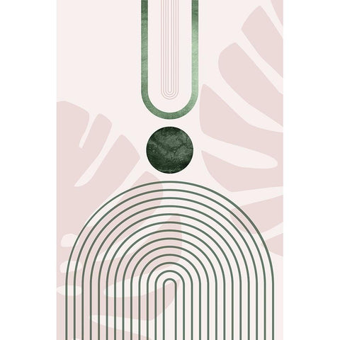 Pink Green Mid Century Botanical 3 White Modern Wood Framed Art Print by Urban Epiphany