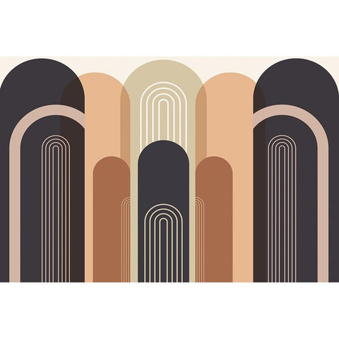 Mid Century Arches Gold Ornate Wood Framed Art Print with Double Matting by Urban Epiphany