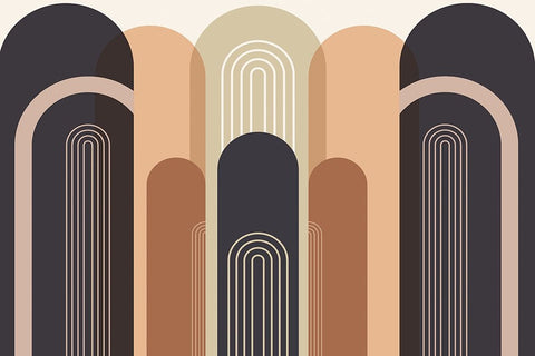 Mid Century Arches White Modern Wood Framed Art Print with Double Matting by Urban Epiphany