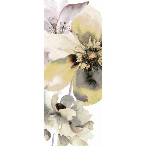Gray Yellow Petals 1 White Modern Wood Framed Art Print by Brown, Victoria