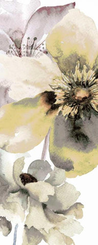Gray Yellow Petals 1 White Modern Wood Framed Art Print with Double Matting by Brown, Victoria