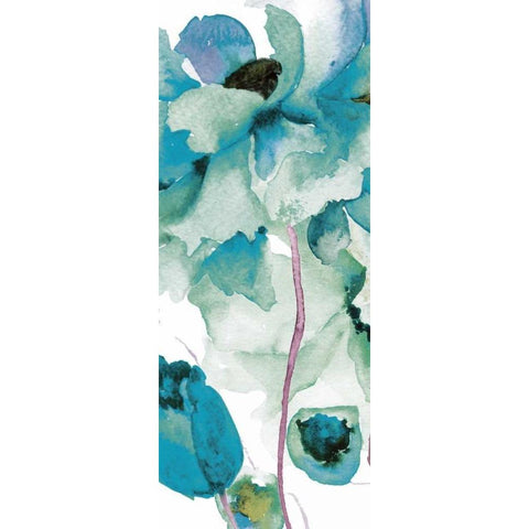 Indigo Petals 3 Black Modern Wood Framed Art Print by Brown, Victoria